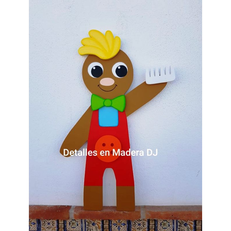 Pim Pom Muñeco en Madera 60 cm Pintado a Mano Pim Pom Muñeco en Madera 60 cm Pintado a Mano