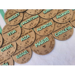 Medalla Redonda Graduación Grabada Nombre Relieve