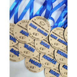 Medalla Redonda Graduación Grabada Nombre Relieve