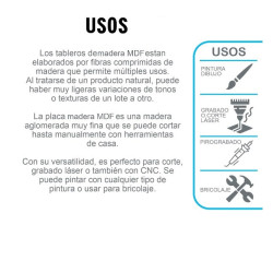 Tablero MDF 3mm 30 x 20