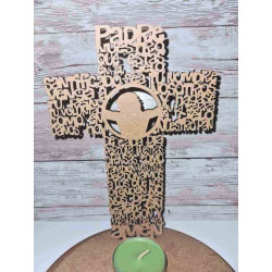 Cruz Padre Nuestro Base Redonda MDF