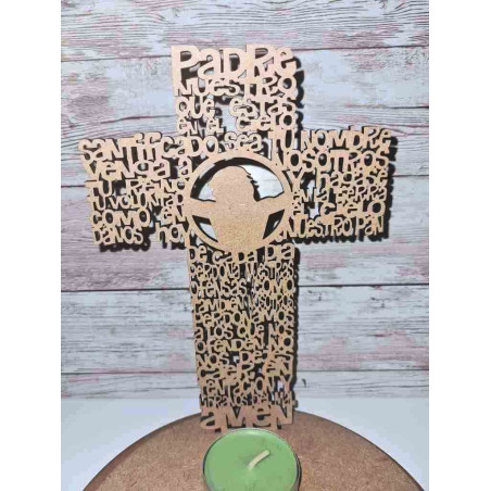 Cruz Padre Nuestro Base Redonda MDF