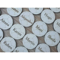 Marcasitios MDF Blanco Balón Futbol Nombre