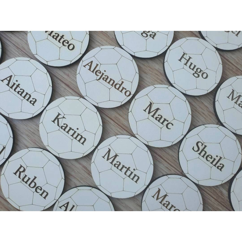 Marcasitios MDF Blanco Balón Futbol Nombre