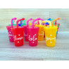 Vaso Plástico Nombre Tapa Cañita Pitillo Colores